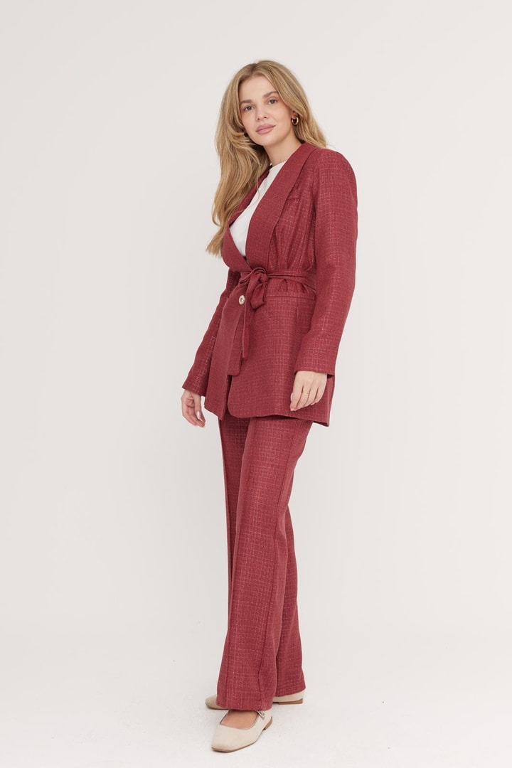 Larimar Business Simli Ceket Takım - Gül Kurusu