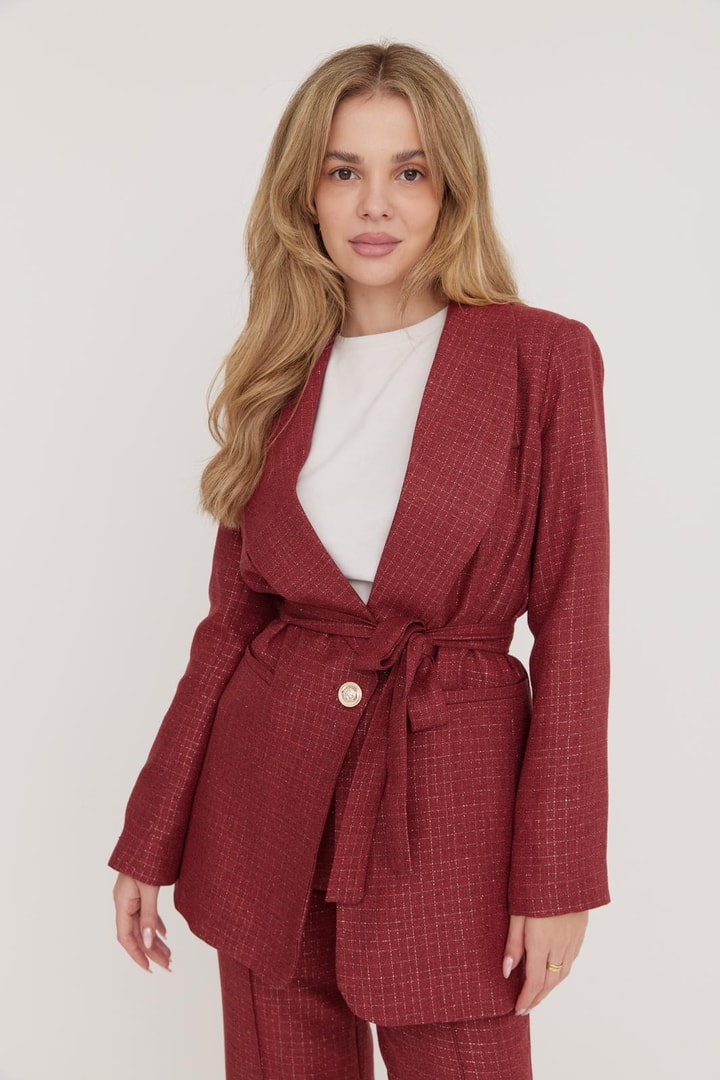 Larimar Business Simli Ceket Takım - Gül Kurusu