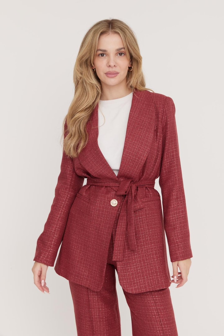 Larimar Business Simli Ceket Takım - Gül Kurusu