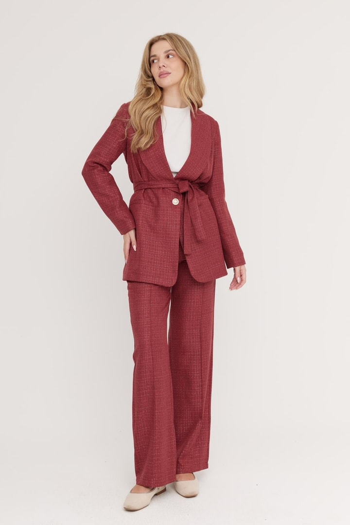 Larimar Business Simli Ceket Takım - Gül Kurusu