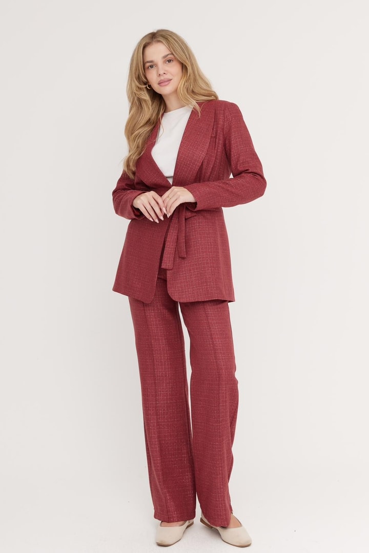 Larimar Business Simli Ceket Takım - Gül Kurusu