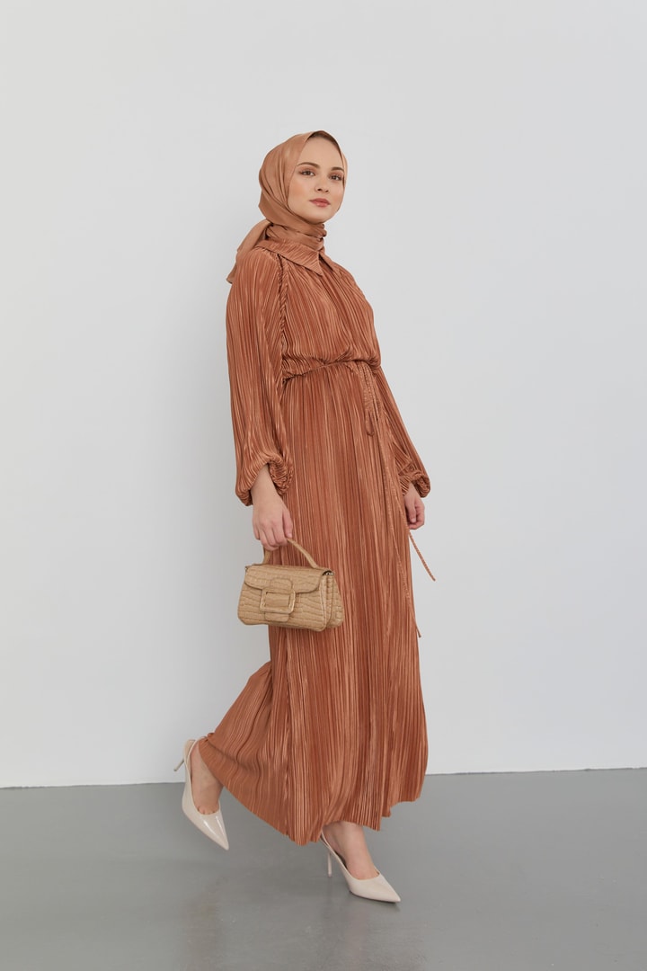 Lena Piliseli Abiye Elbise - sütlü kahve
