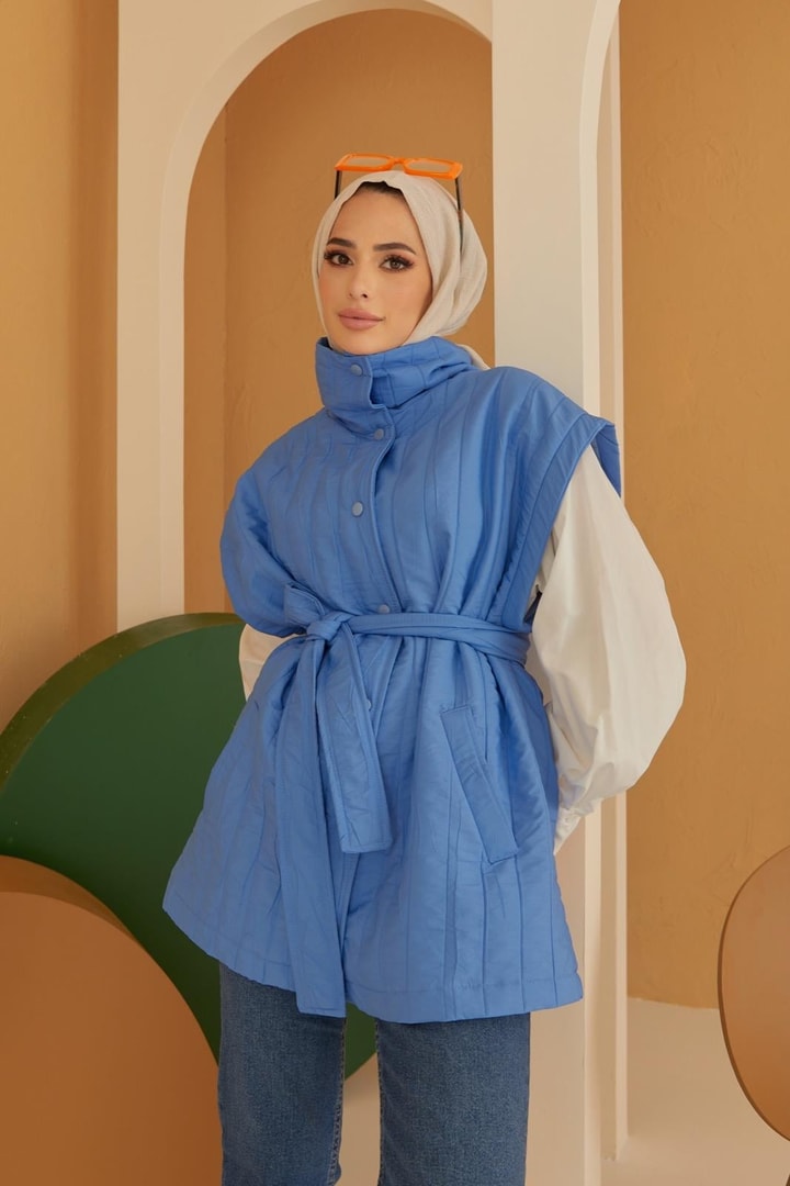 Leona Kapitone Yelek - Mavi