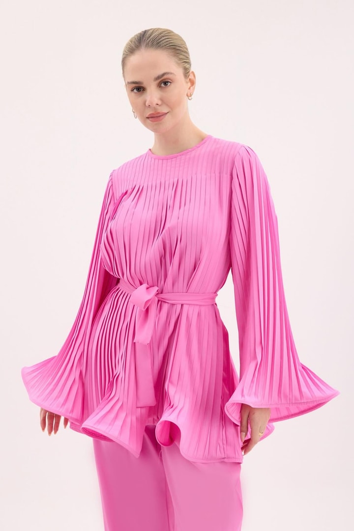 Lime Krep Piliseli Takım - Pembe