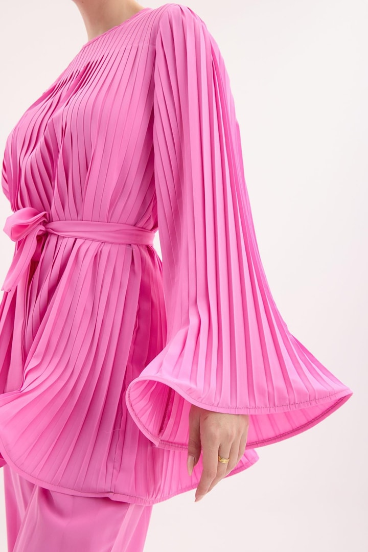 Lime Krep Piliseli Takım - Pembe