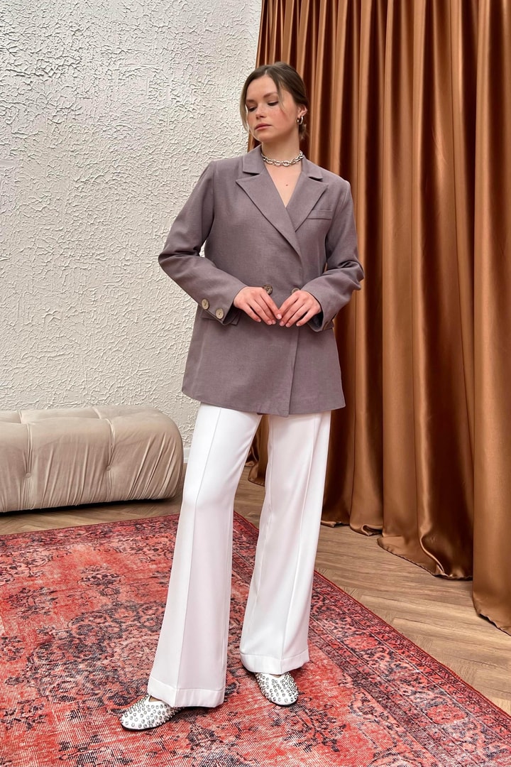 Linen Blazer Keten Ceket - Antrasit
