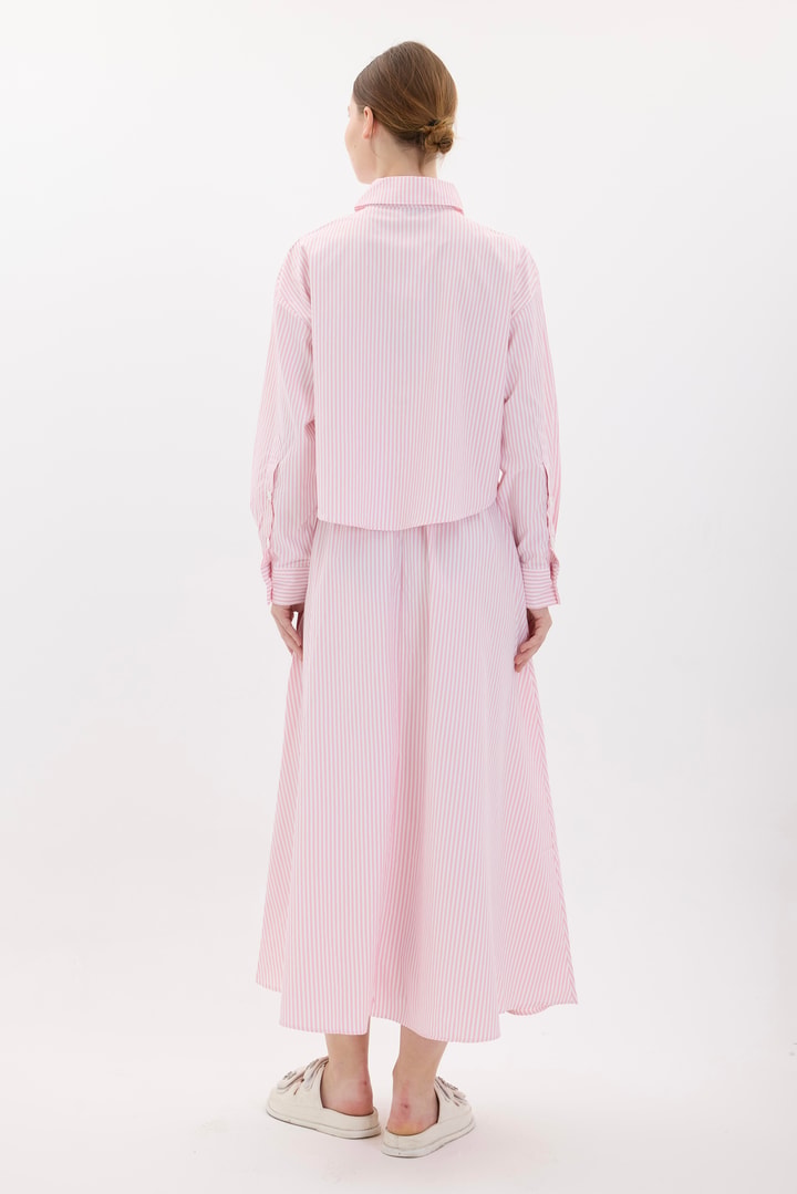 Livia Çizgili Etekli Takım - Pembe