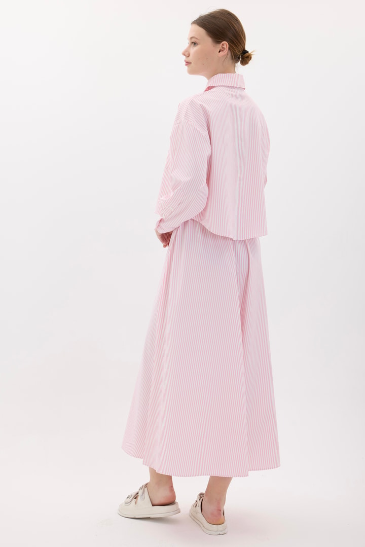 Livia Çizgili Etekli Takım - Pembe