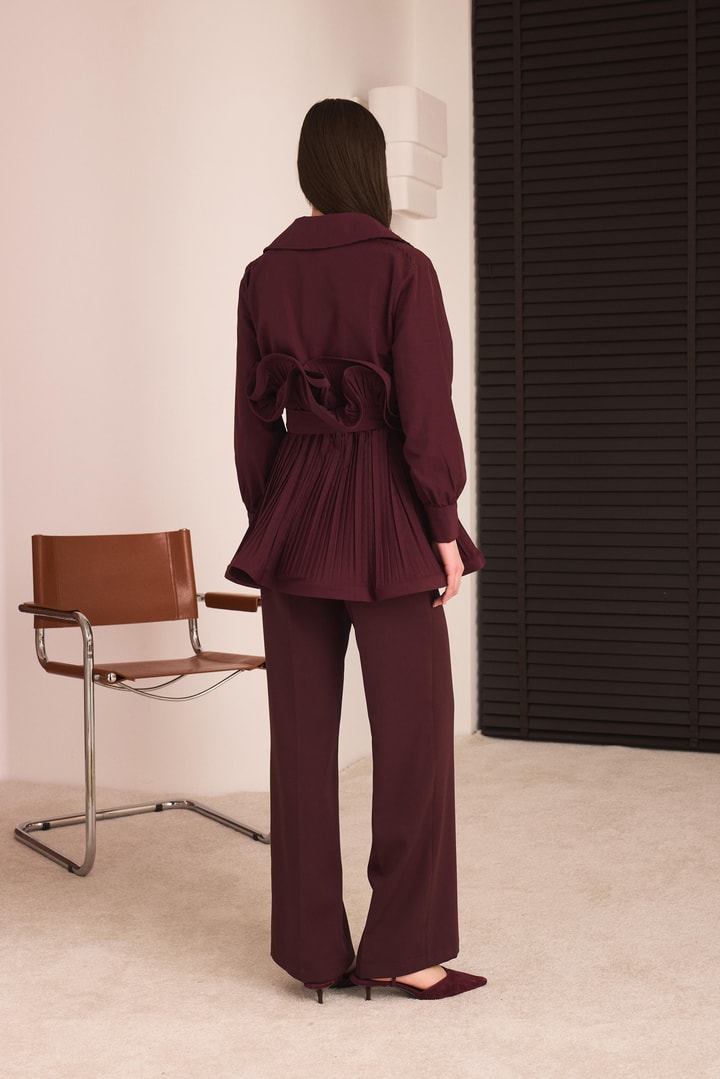 Lofts Piliseli Grenli Premium Ceket - Burgonya