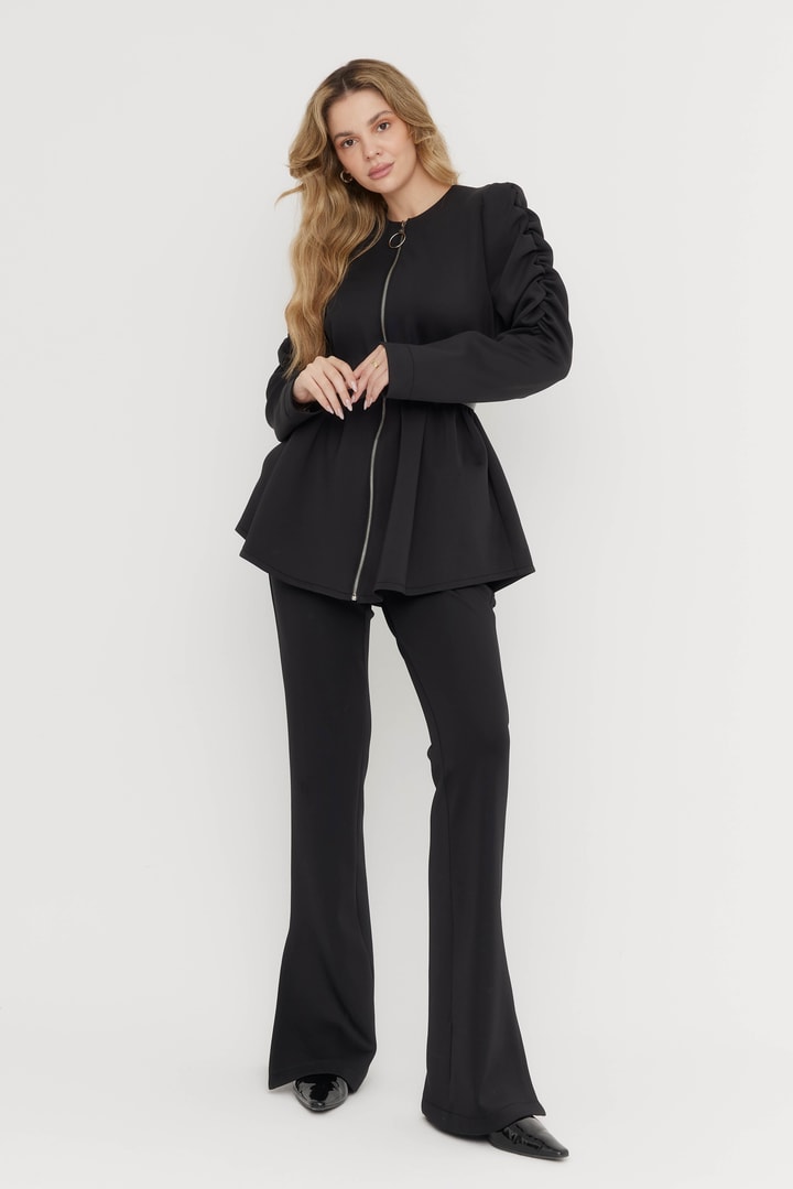 Lucia Kolu Büzgülü Takım - Siyah