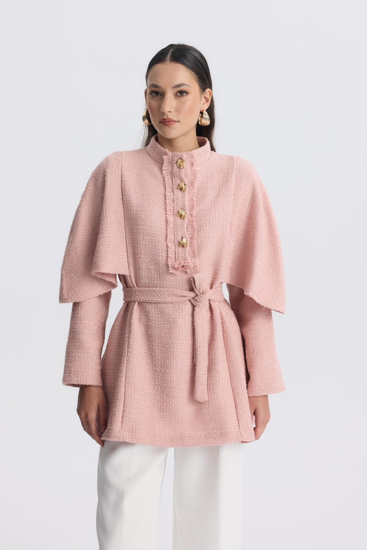 Madison Pelerin Düğmeli Takım - Pembe