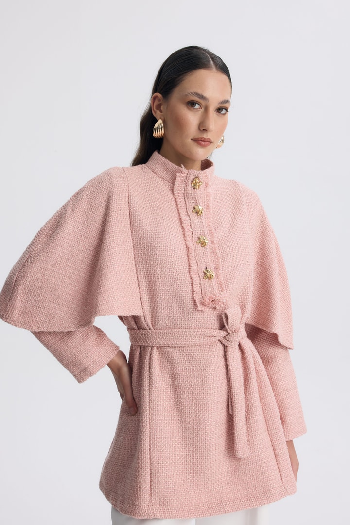 Madison Pelerin Düğmeli Takım - Pembe