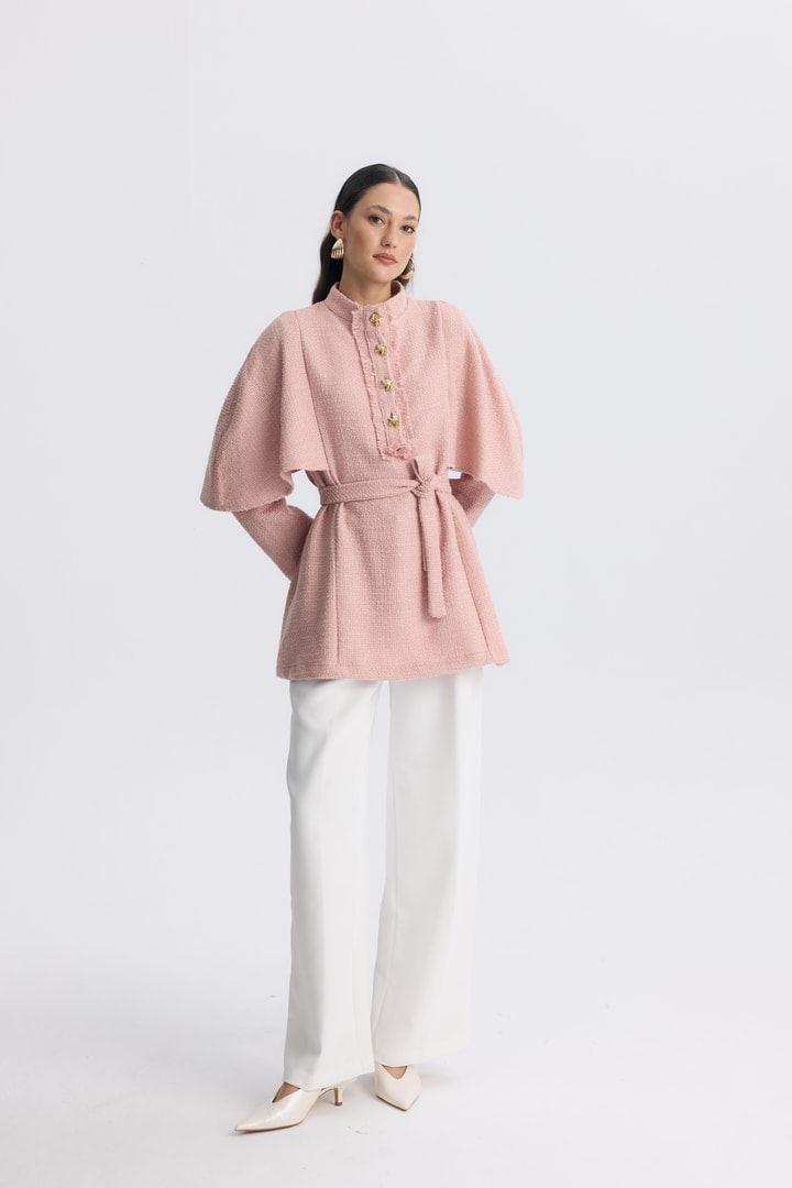 Madison Pelerin Düğmeli Takım - Pembe