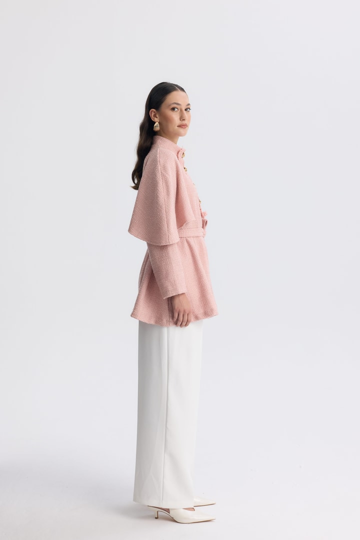 Madison Pelerin Düğmeli Takım - Pembe