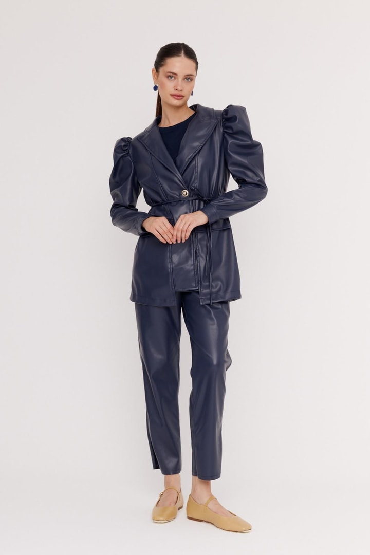 Maggy Deri Business Takım - Lacivert