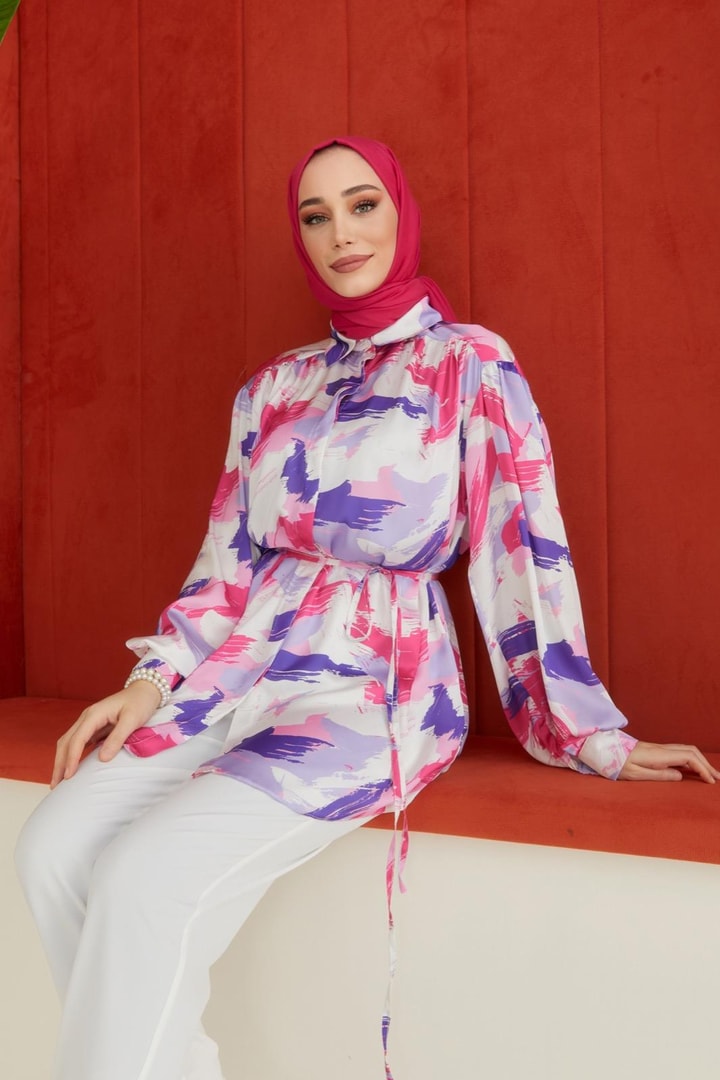 Milena Pantolonlu Garnili Takım - Fuşya