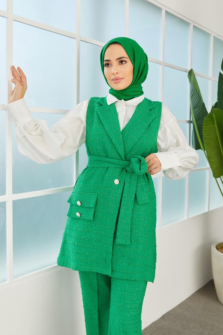 Monni Yelekli Tüvit Takım - Yeşil