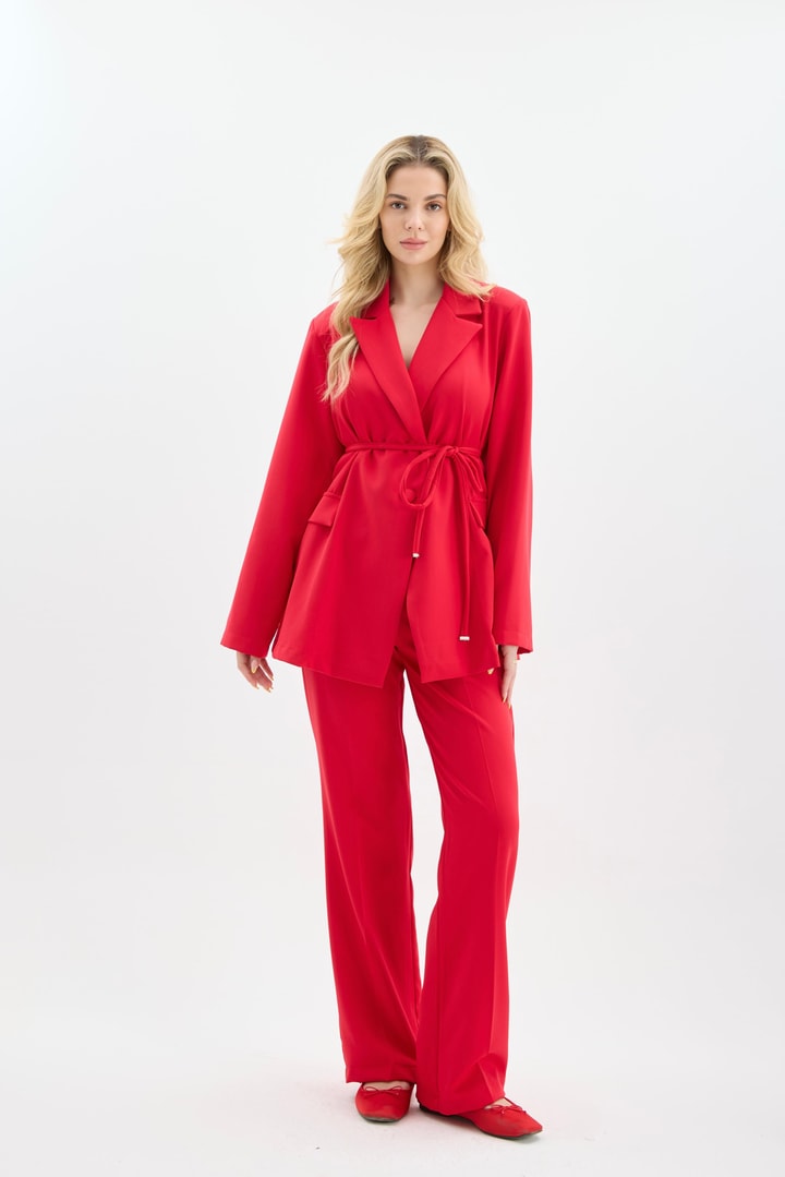 Nery Casual Blazer Ceket Takım - Kırmızı
