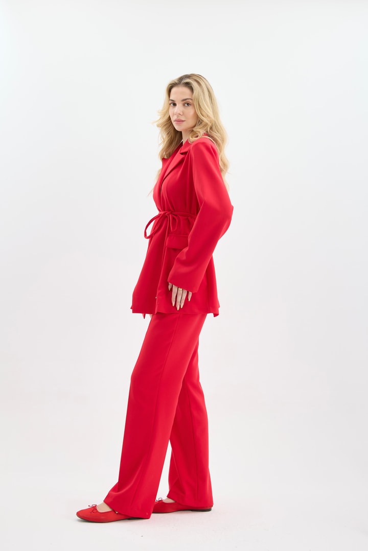 Nery Casual Blazer Ceket Takım - Kırmızı