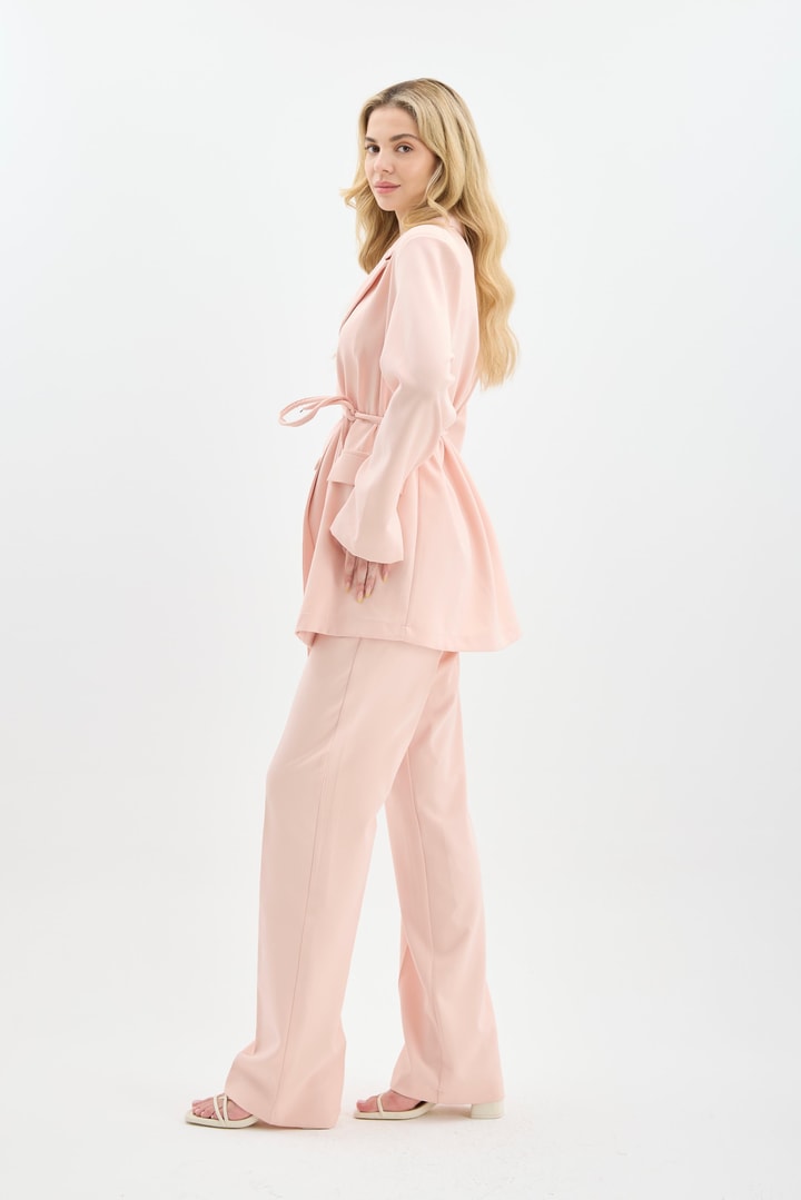 Nery Casual Blazer Ceket Takım - Pudra
