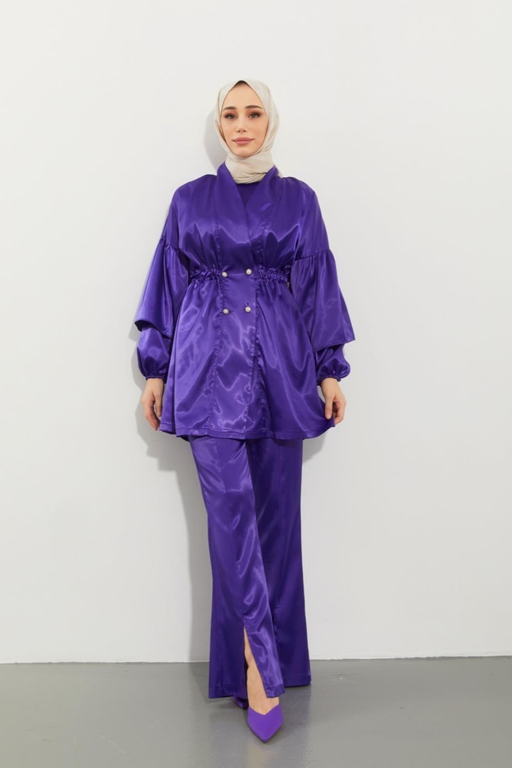 Nilli Saten Takım - Mor