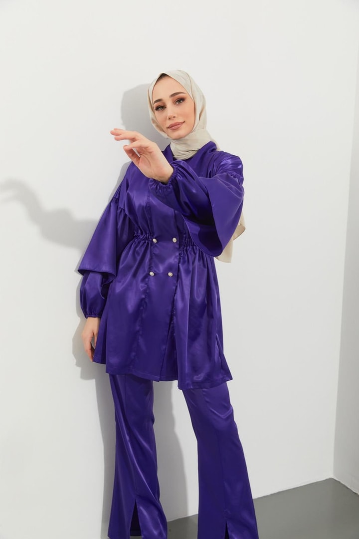 Nilli Saten Takım - Mor