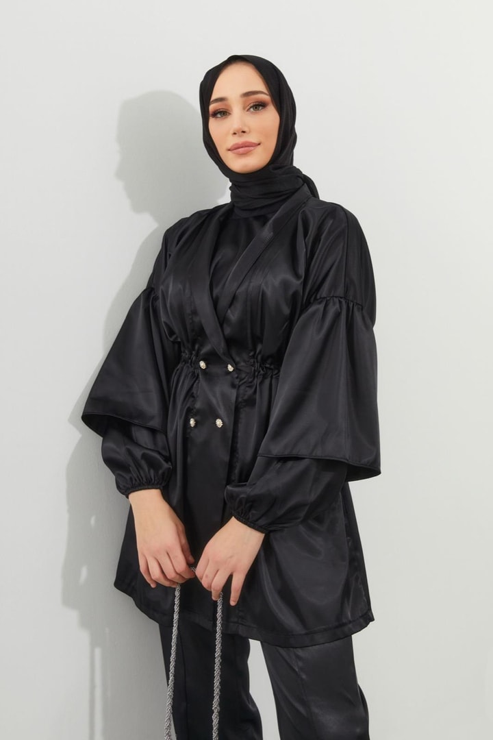 Nilli Saten Takım - Siyah
