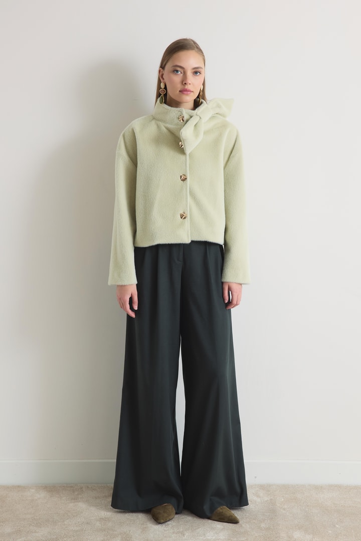 Noirelle Fiyonklu Kısa Ceket - Mint