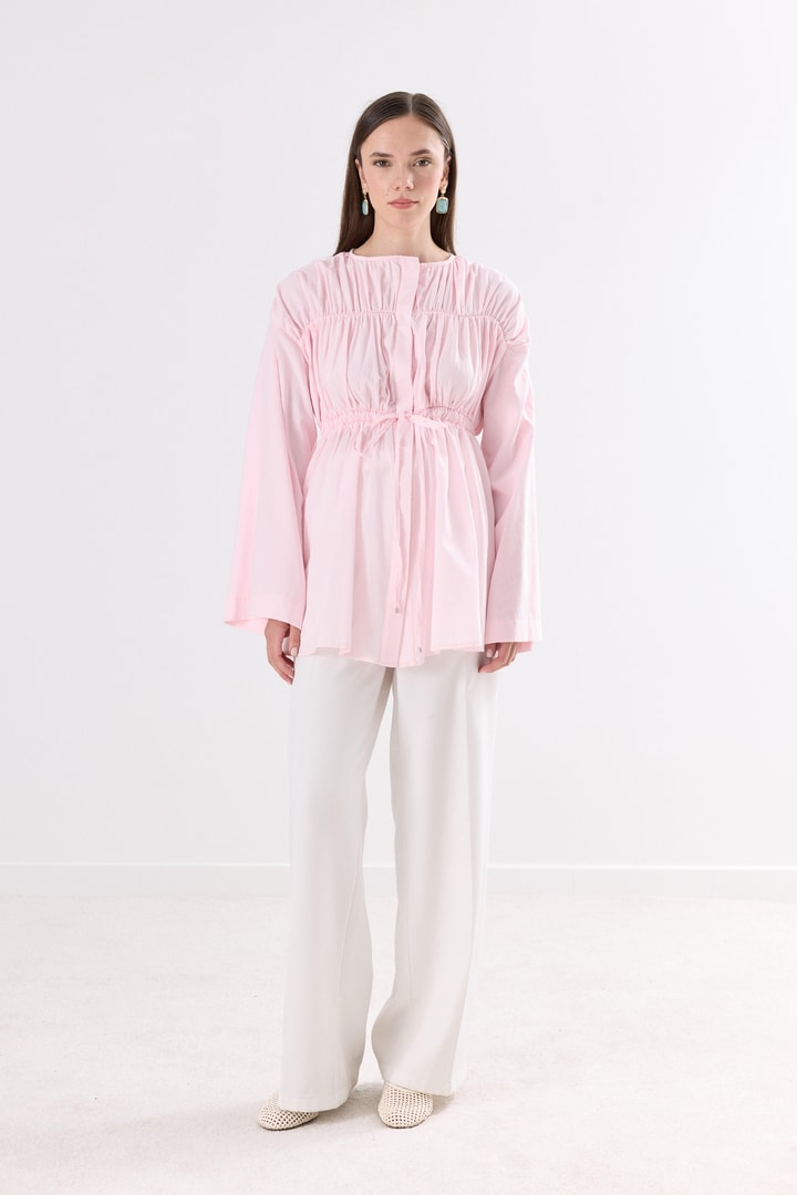 Odielle Büzgülü Vual Gömlek - Pembe