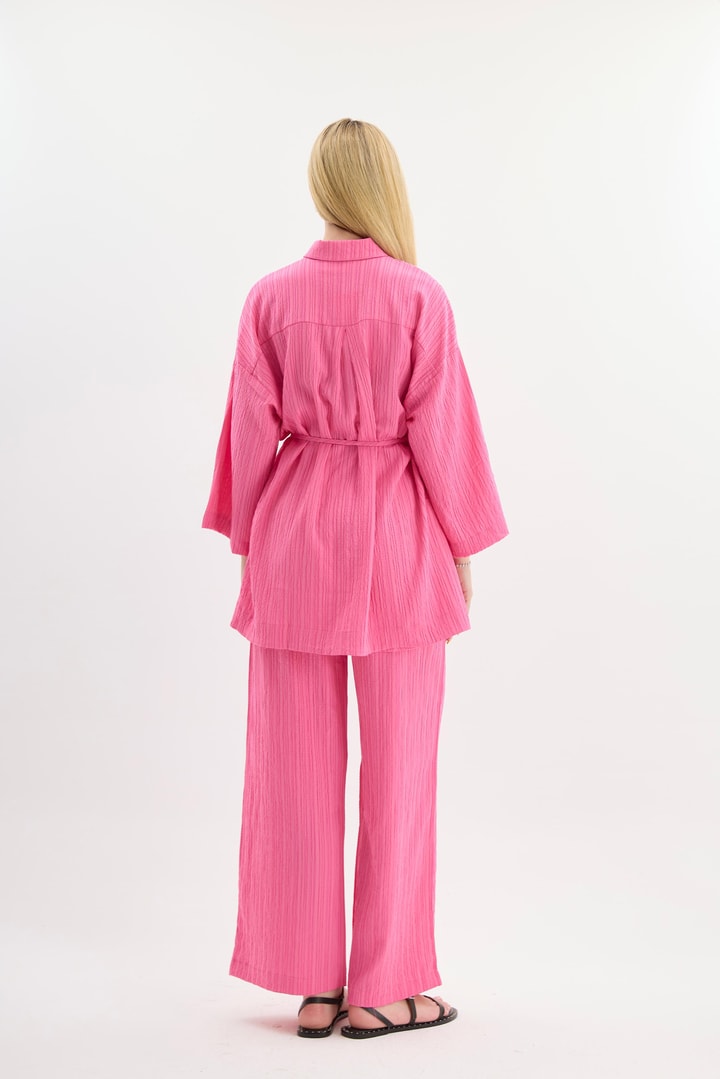 ORGANİK DOKULU PANTOLON TAKIM - Pembe