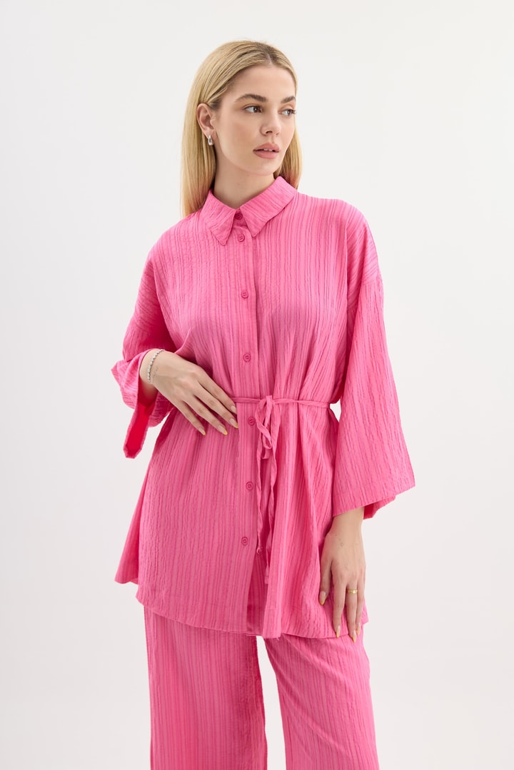 ORGANİK DOKULU PANTOLON TAKIM - Pembe