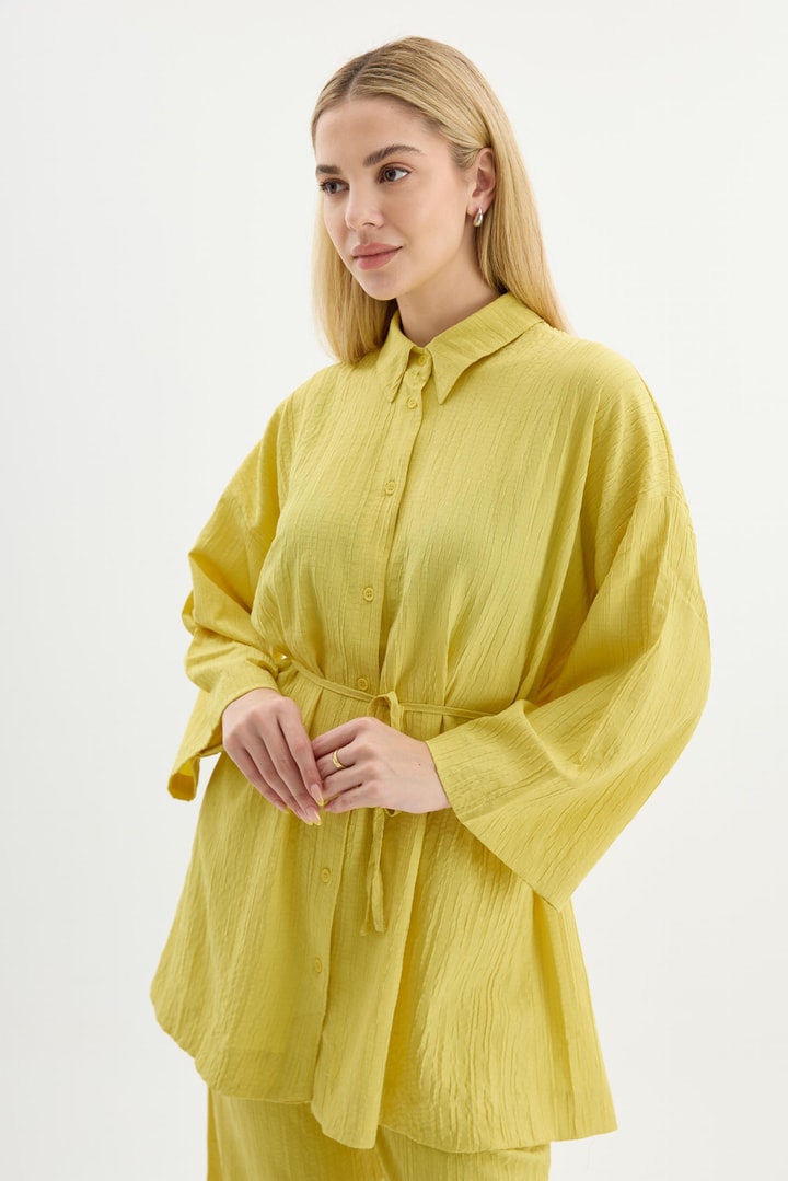 ORGANİK DOKULU PANTOLON TAKIM - Sarı