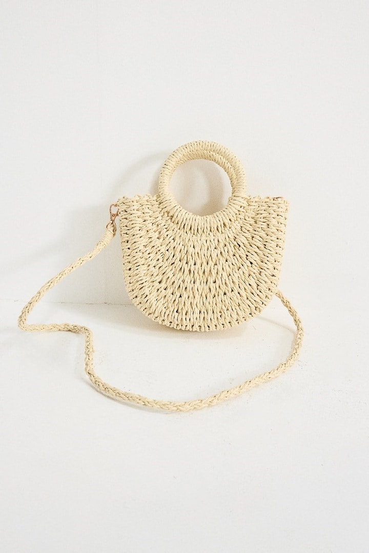 Oval Hasır Çanta - Bej