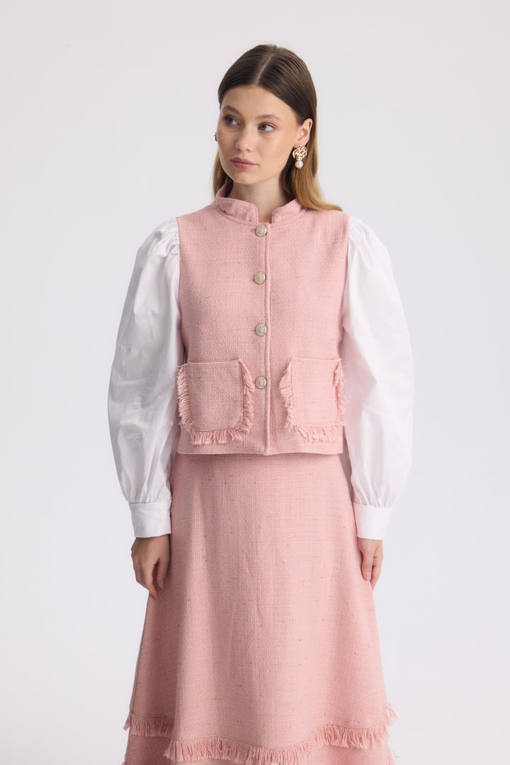 Pella Püskül Detay Etek Takım - Pembe