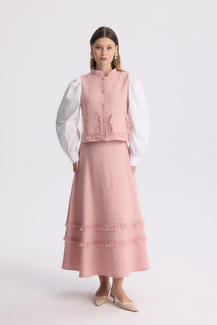 Pella Püskül Detay Etek Takım - Pembe