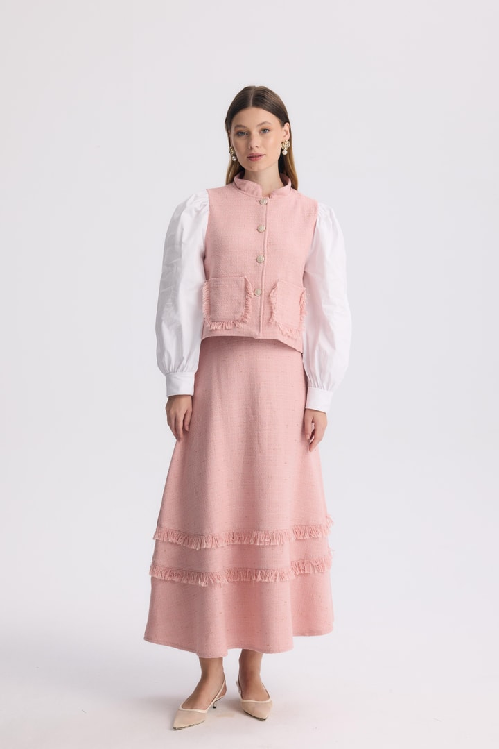 Pella Püskül Detay Etek Takım - Pembe