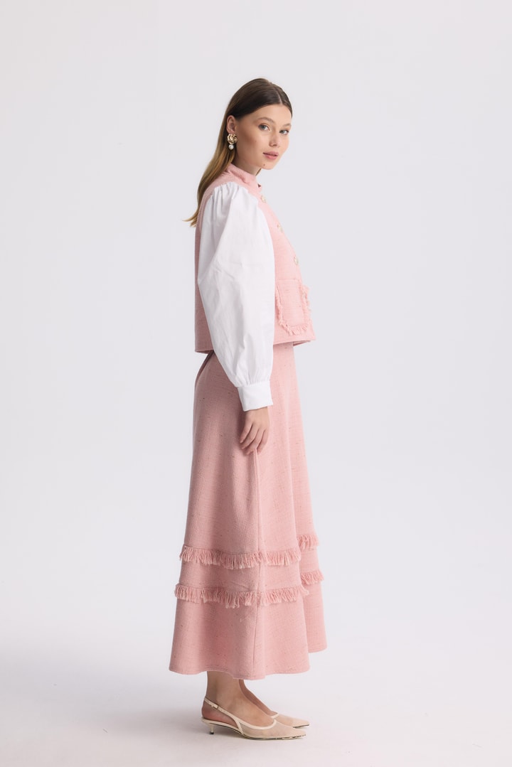 Pella Püskül Detay Etek Takım - Pembe