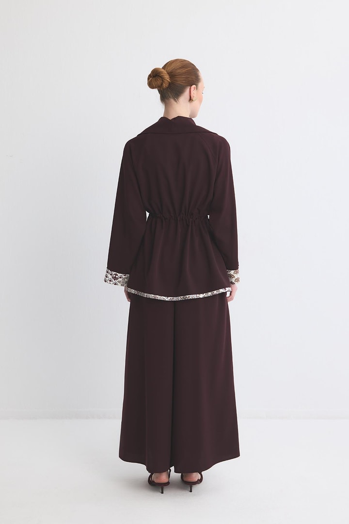 Pella Şal Yaka Ceket Takım - Bordo