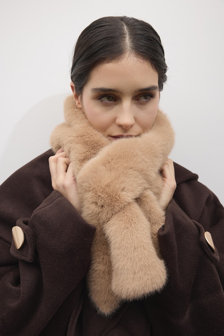 Peluş Kaşkol Boyunluk - Camel