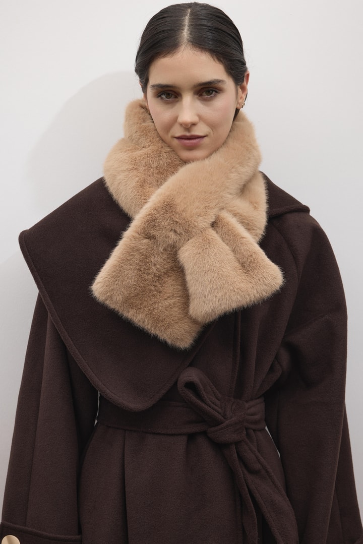 Peluş Kaşkol Boyunluk - Camel