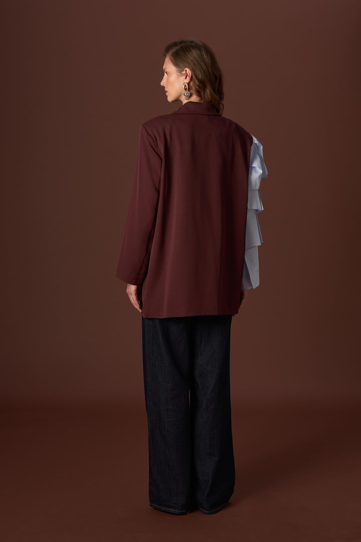 Penny Kol Detaylı Premium Ceket - Bordo