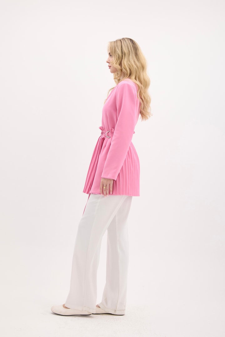 Pilise Aksesuarlı Blazer Ceket - Pembe