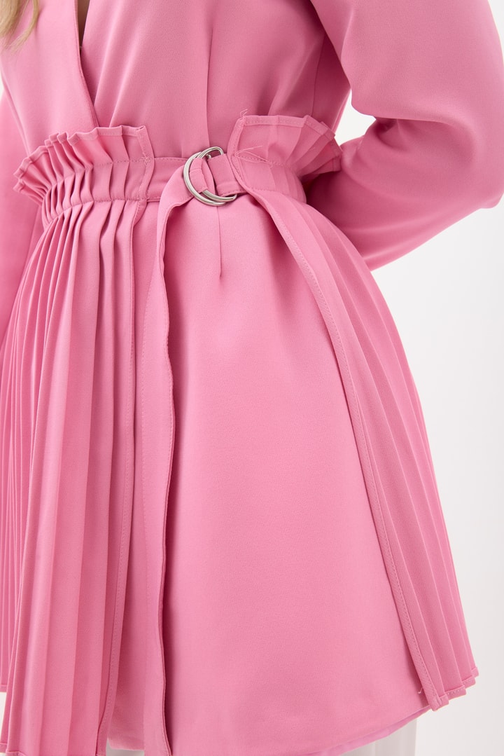 Pilise Aksesuarlı Blazer Ceket - Pembe