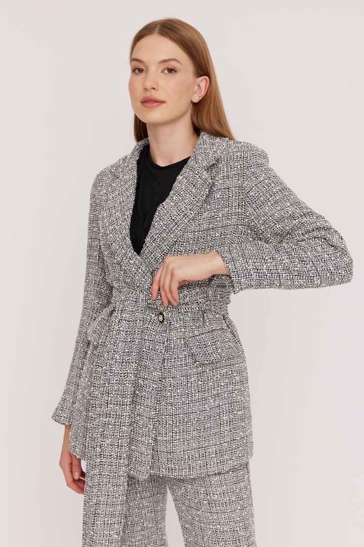 Polina Tüvit Ceket Takım - Beyaz