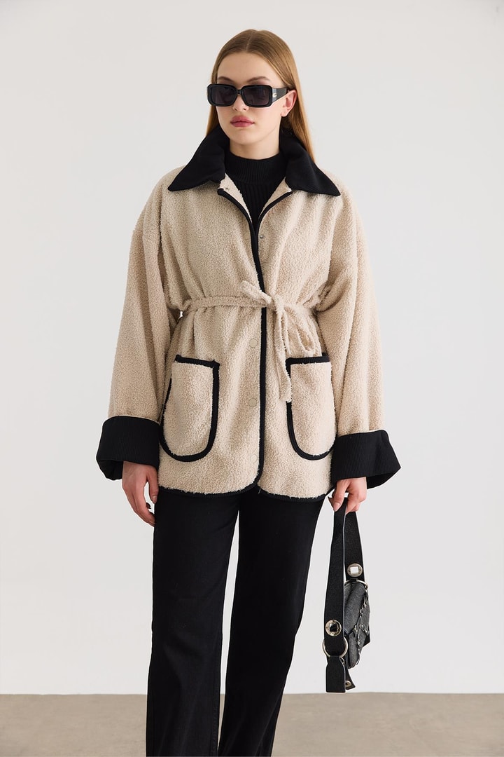 Poppy Cep Yaka Detaylı Ceket - Bej