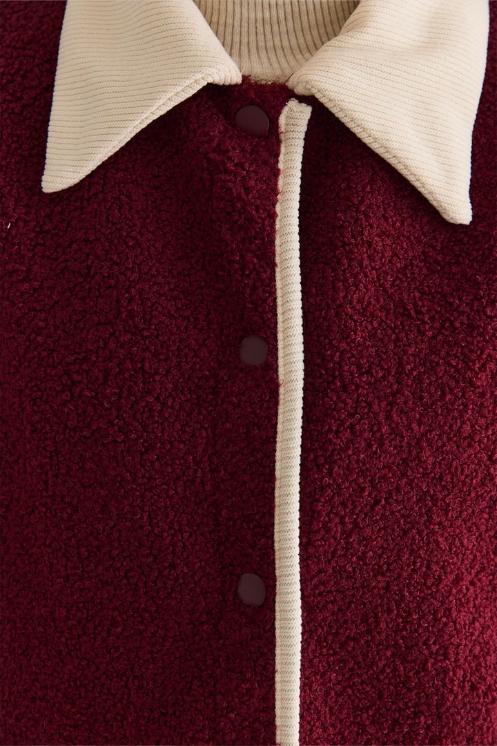 Poppy Cep Yaka Detaylı Ceket - Bordo