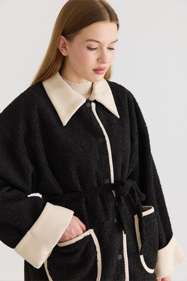 Poppy Cep Yaka Detaylı Ceket - Siyah