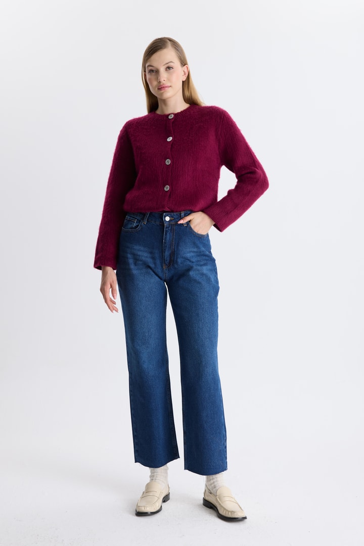 Premium Tüy Dokulu Hırka - Bordo