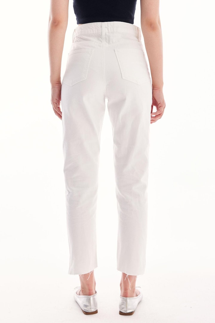Püskül Detaylı Denim - Beyaz