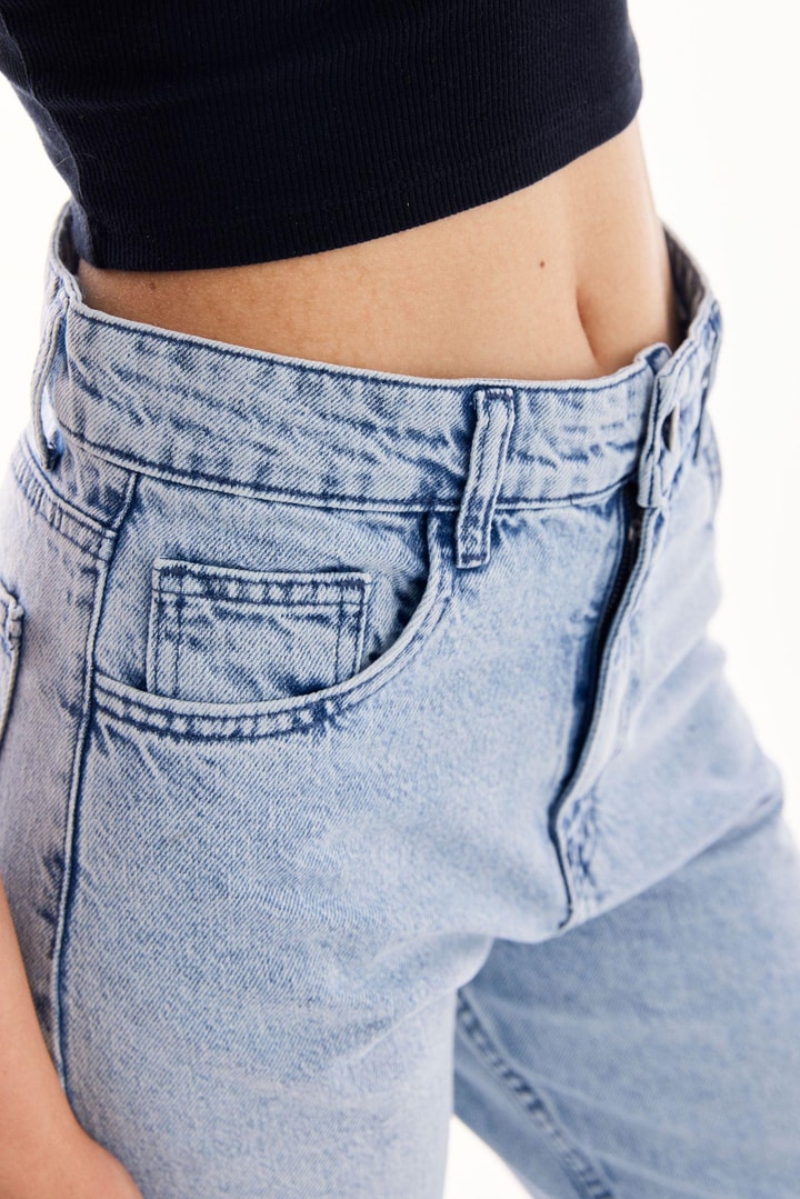 Püskül Detaylı Denim - Buz Mavisi
